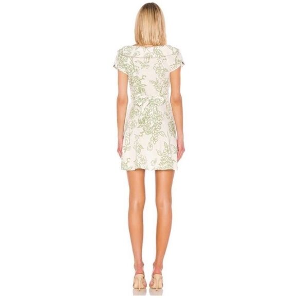 Free People A Thing Called Love Linen Blend Mini Dress | SZ 4 | Ivory Combo - Picture 4 of 11